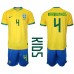 Maillot de foot Brésil Marquinhos #4 Domicile vêtements enfant Monde 2022 Manches Courtes (+ pantalon court)